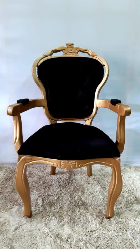 Cadeira Luiz XV Preto com Dourado